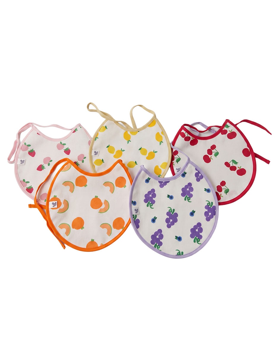 Set babero new baby estampado frutal 5 piezas