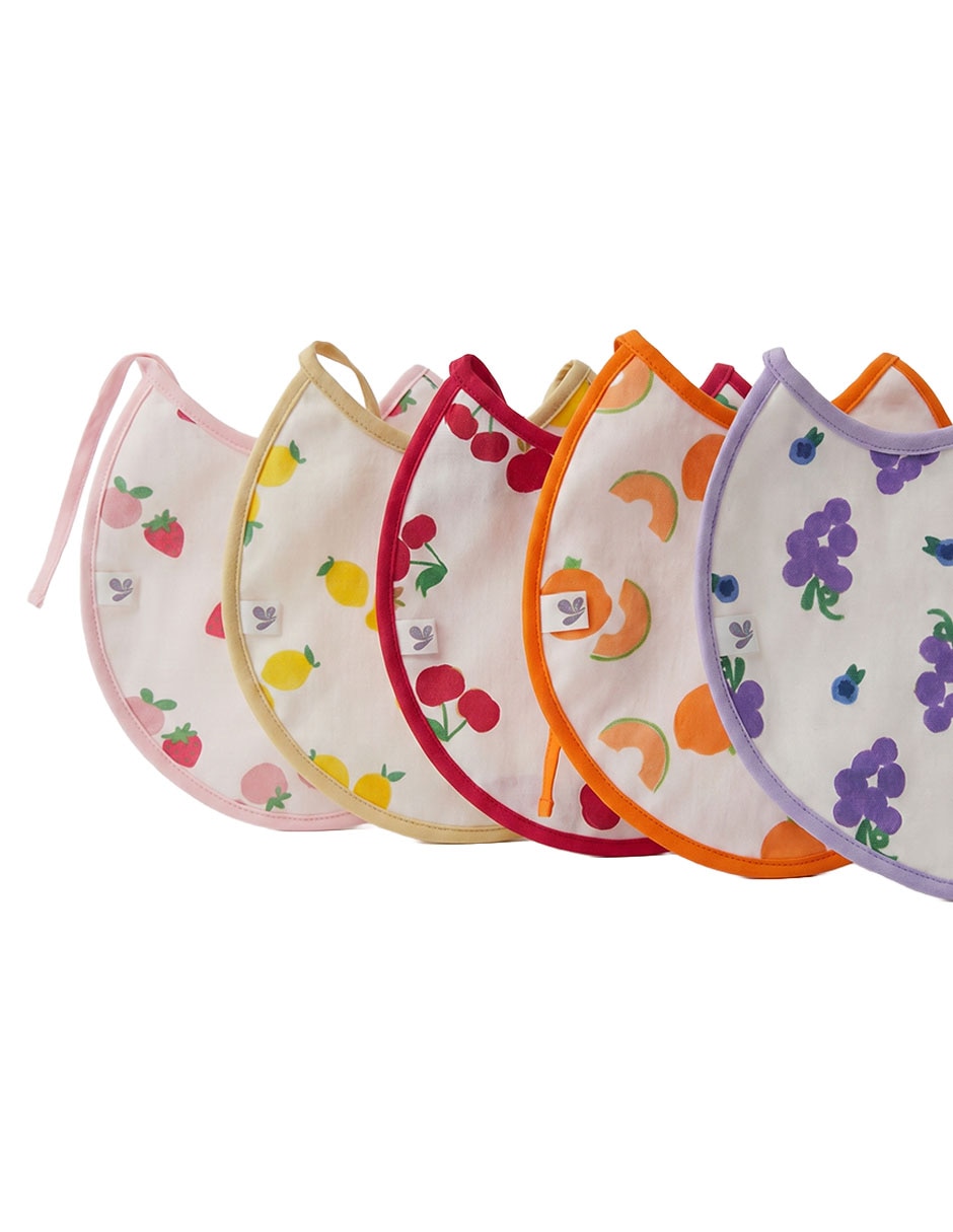 Set babero new baby estampado frutal 5 piezas