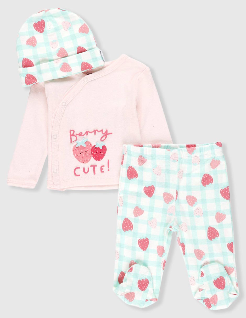 Conjunto casual gerber de algodón para niña 3 piezas